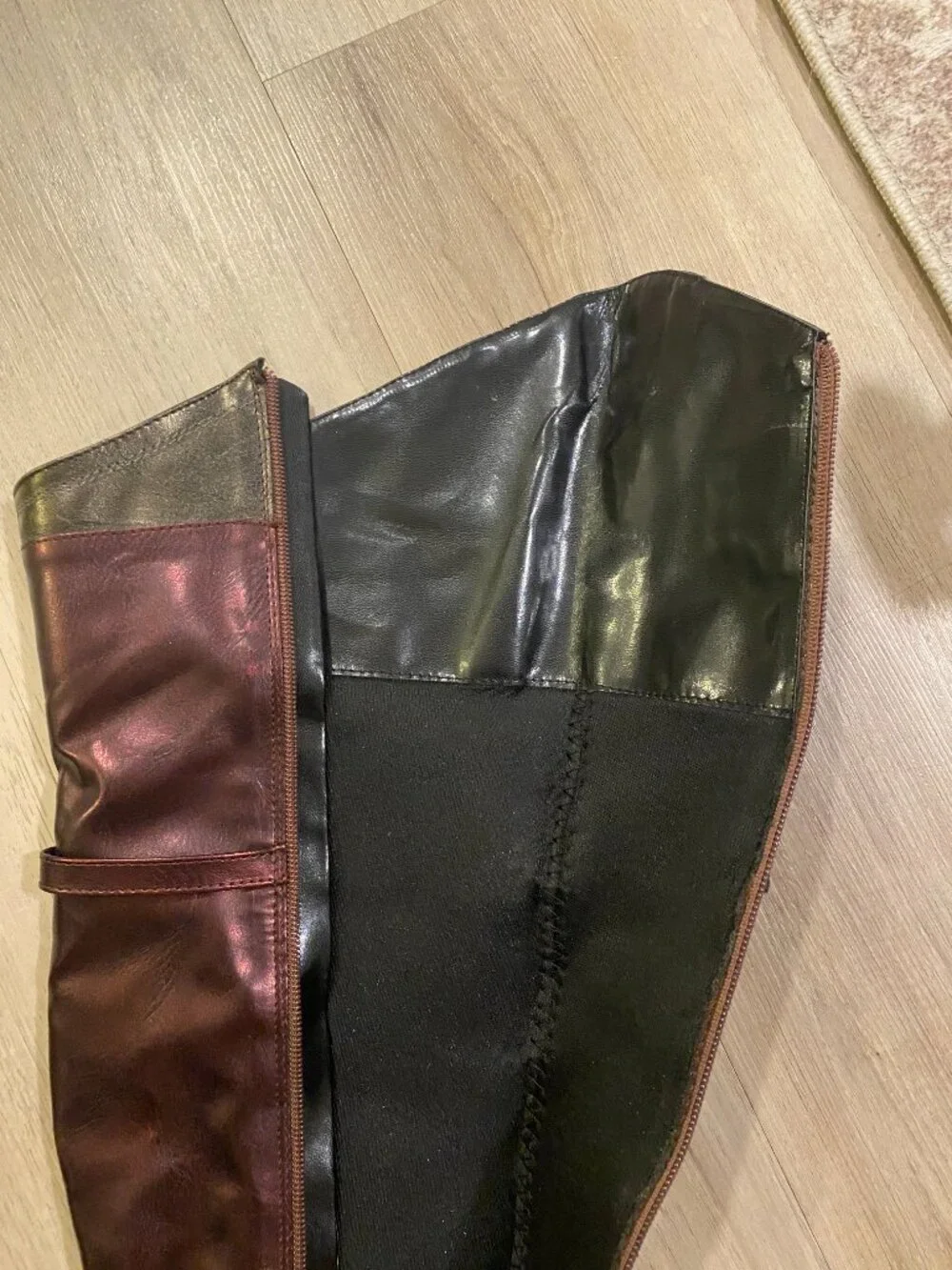 Ellie Over The Knee PlatformHeel Boots Metallic Burgundy Size 7 (Fits a 6) Y2K